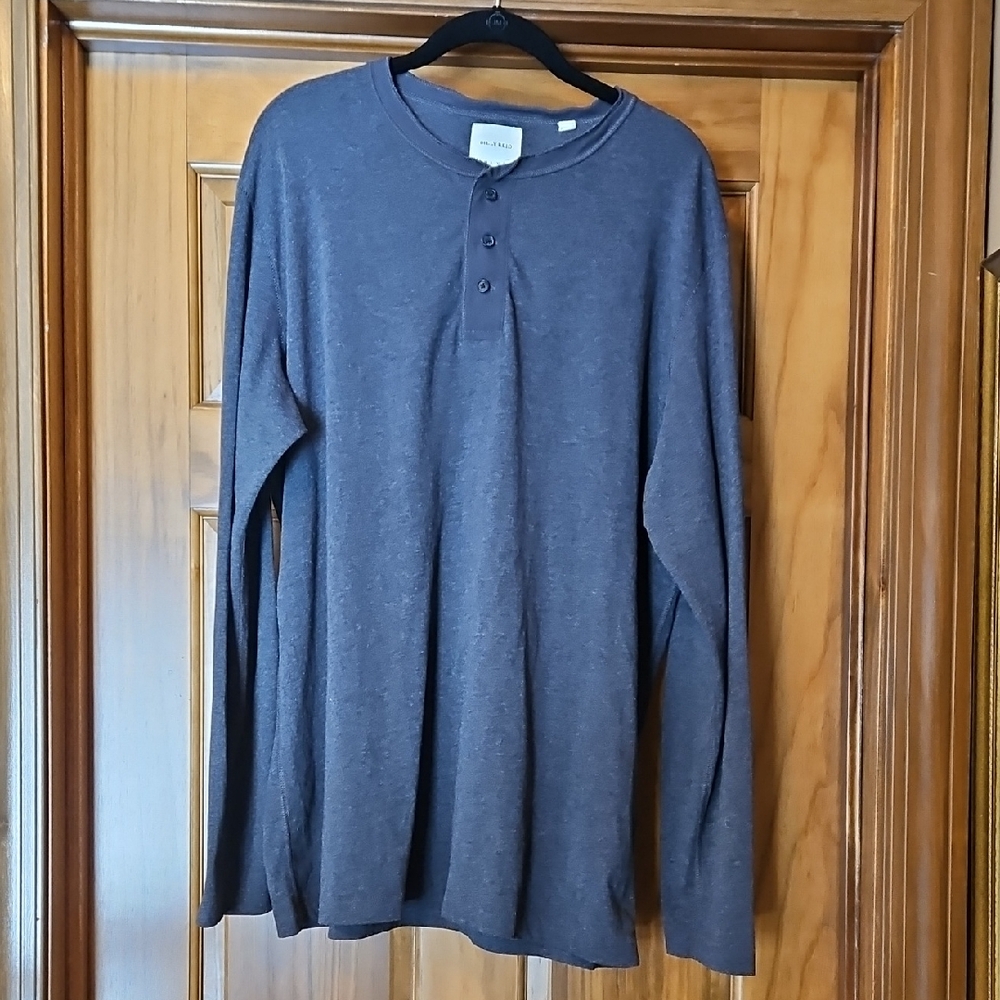 Billy Reid Charcoal Grey Henley XXL